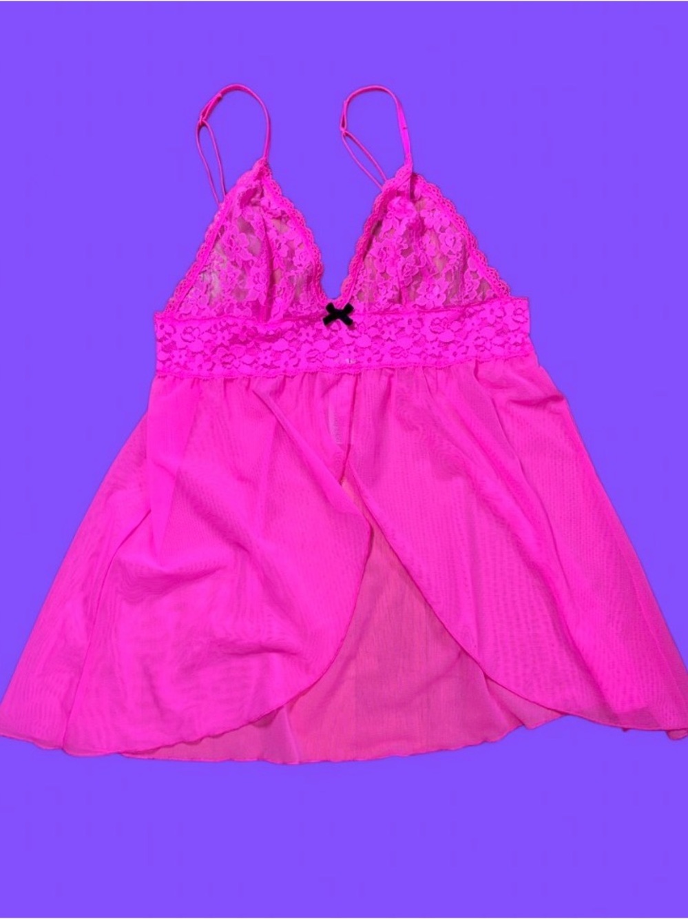 Hot Pink Lace Babydoll Chemise